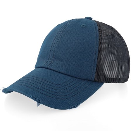 Equip - Blue - trucker - Cap - Distressed Dark Blue/Black Washed Dad Cap Trucker - Hatstore