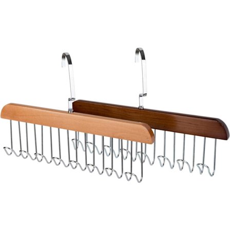 Bälteshängare för garderob, robust bälteshängare i trä med 16 krokar, bältesförvaringsväska för garderobsorganisation och förvaring, trä, 2-pack_tfrf