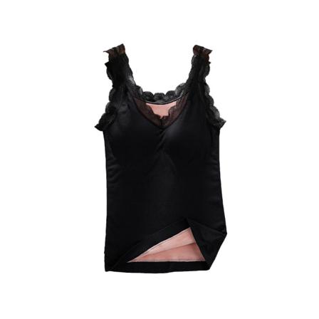 Kvinna Thermal Underwear Tjock Top Akryl Spets Sexig Slim Vest