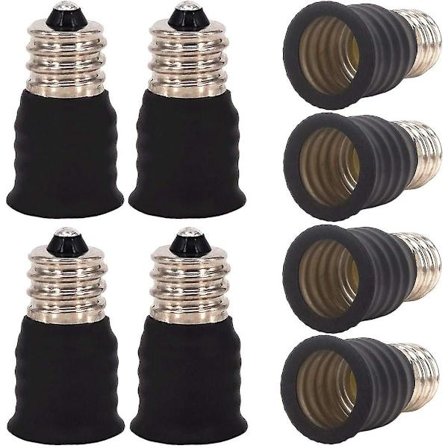 Sæt med 8 E12 til E14 adaptere til glødepærer E12 til E14