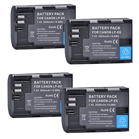 2650 mAh LP E6 LPE6 LP-E6 E6N akku + LED-kaksoislaturi Canon EOS 5DS R 5D Mark II 5D Mark III 6D 7D 70D 80D -kameralle