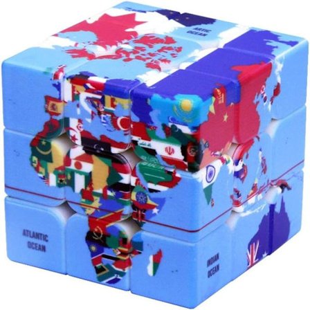Speed Cube Verdenskort Design Magic Cube Puslespil, IQ Spil Puslespil