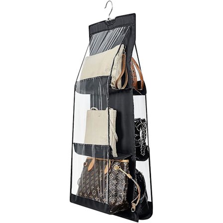 Dhrs Hängande Väska Organiserare Handväska Tote Hängare Garderob Dammskyddande Förvaringsväska Med Sex Fack