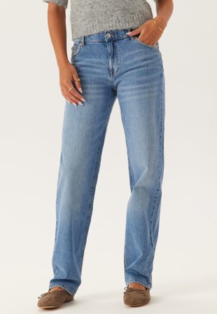 Bubbleroom - Low Waist Straight Jeans - Light blue - Kläder