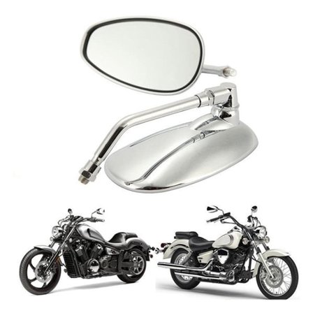 Sidespeil for motorsykkel - sølv, for 10 mm brakett