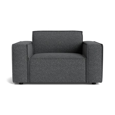 Lyon Sessel Moderner Polstersessel in Puente Grau/Blau, bequemer Sitzkomfort für das Wohnzimmer, stilvolles Design, Breite 80cm, Uni-Muster