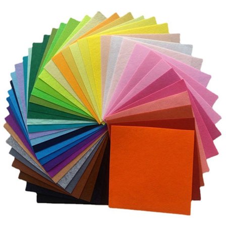 ING Bløde Filtfirkanter, 40 stk. pr. pakke, 40 farver, 30x30 cm, Non-woven stof, Velegnet til håndarbejde, dekoration og mønsterfremstilling