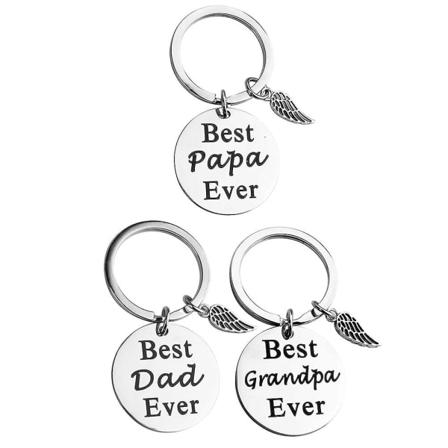 3 kpl ruostumatonta terästä Isänpäivä avaimenperät Tyylikkäät laukkuriipukset Lahja-avaimenperät
