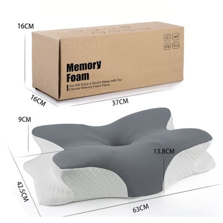 Ergonomisk nakkepute – Memory foam med putetrekk for side/rygg/mage_TF_TF