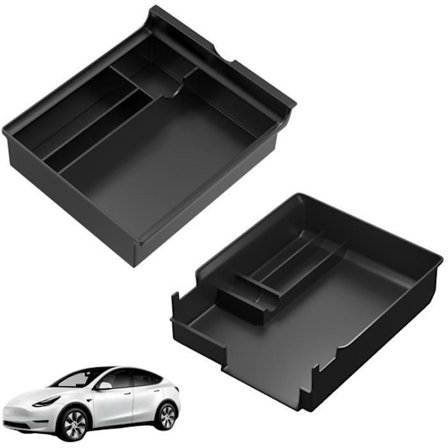 Organisator - Phonillico - Kompatibel med Tesla Model Y og Model 3 - Pakke med 2 - Plast - Sort