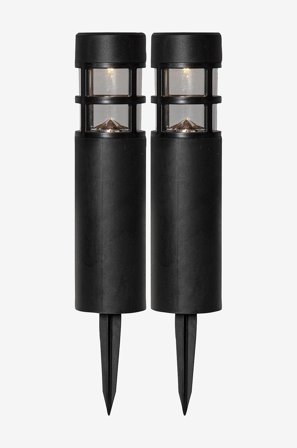 Star Trading - Stolpelys, solcelle 2-pk Rundi - Svart - Lyspåler - Fra Homeroom