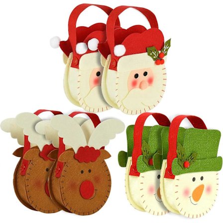 6-pak Julegave Dukke Poser, små julegaveposer, Jule Strikket Dukke Gaveposer, Julemand Snemand Hjort Dukke Opbevaringspose, Juledekoration