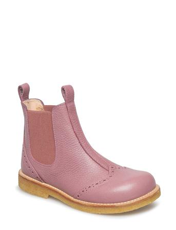 Booties - Flat - With Elastic Snørestøvletter Støvletter Rosa ANGULUS