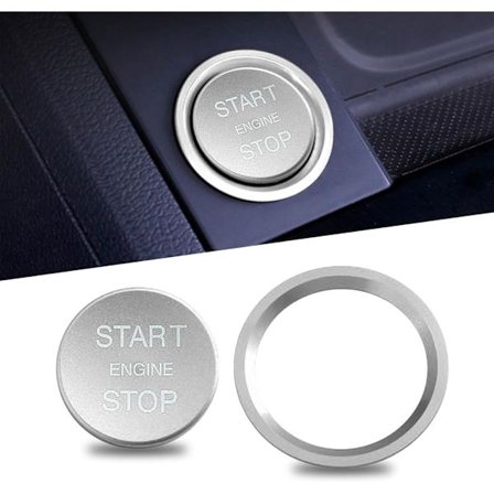 2 stk. bilmotor startknapp deksel klistremerker, en knapp start sirkel dekorasjon, interiør auto tilbehør, kompatibel med Audi