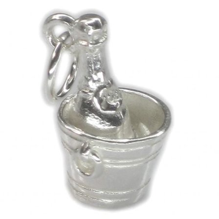 Flaske Champagne I En Spand Sterling Sølv Charm .925 X 1 Champers (LGL)