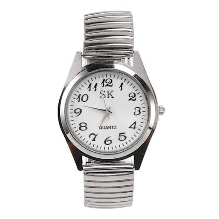 Store Tal Elastisk Stål Herre Dame Sports Armbåndsur 1.4"