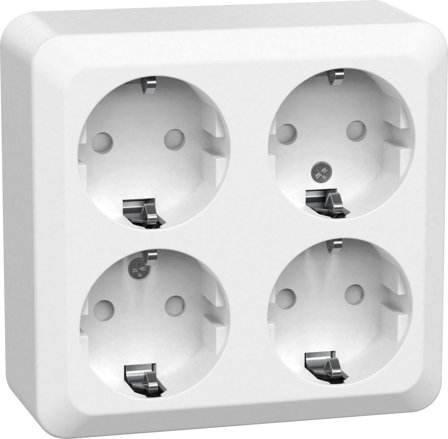Gelia Connect 2 Home Stikkontakt 4-veis, utenpåliggende, jordet, Strømbrytere & vegguttak