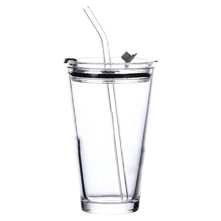 Reiseglass med kaffekopp med sklisikkert glass og sugerør