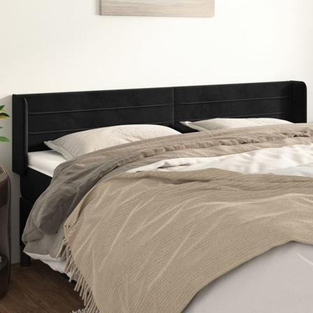 Vidaxl Huvudgavel Med Kanter Svart 163x16x78/88 Cm Sammet Svart