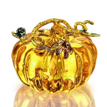 2,5 tommer håndblæst glasgræskarfigur - Krystalgræskardekorationsornament til efterår, Thanksgiving-høst, samlerobjekt til bordplade