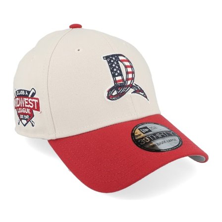New Era - MiLB Beige flexfit Czapka Z Daszkiem - Dayton Dragons Milb24 July4 39THIRTY Stone/Red Flexfit @ Hatstore