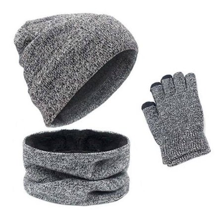 1 Sæt/ 3 Stk Vinterhue Halsklæde Handsker Sæt Til Mænd Og Kvinder