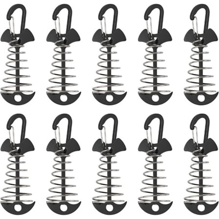 Terrasseforankringsstænger, 10 stk. i aluminium vindjakke aluminium med fjederløkke, bærbart anker til udendørs campingplads