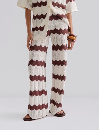 Malina Keily Straight Knitted Pants - Brown - XL