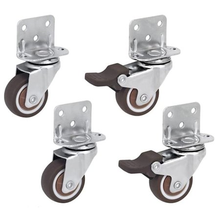 4 stk. sidemonterede ruller, små hjul, drejelige hjul