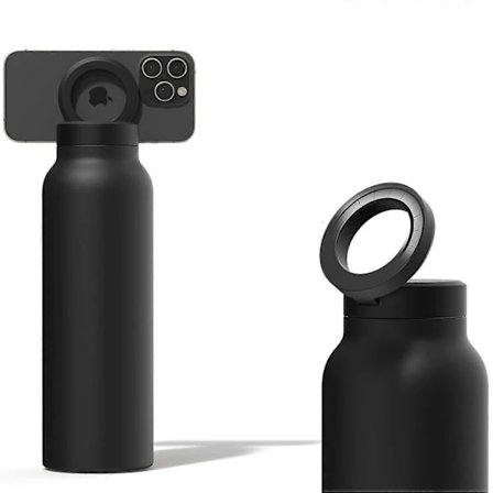 710 ml Isolert vannflaske med magnetisk telefonholder - Varm 12 timer, Kald 24 timer, 360° rotasjon, Sportstermosgave for menn og kvinner ...