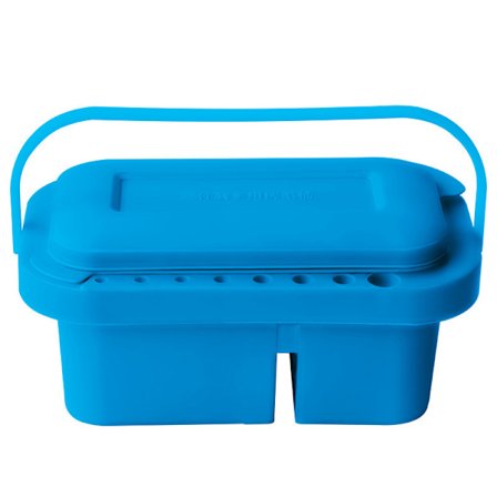 3-in-1 taiteilijasiveltimen pesuallas pidikkeellä, paleteilla ja kahvalla (sininen)