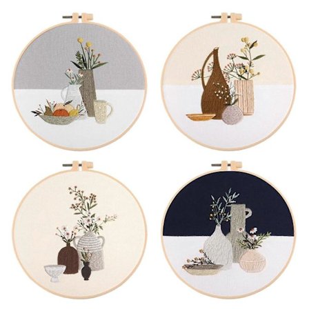 Sæt med 4 begynderbroderisæt korssting med bøjle smukt mønster