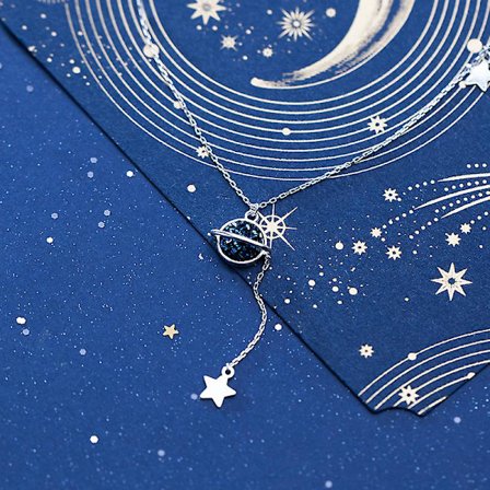 Blå Planet Halsband i S925 Silver