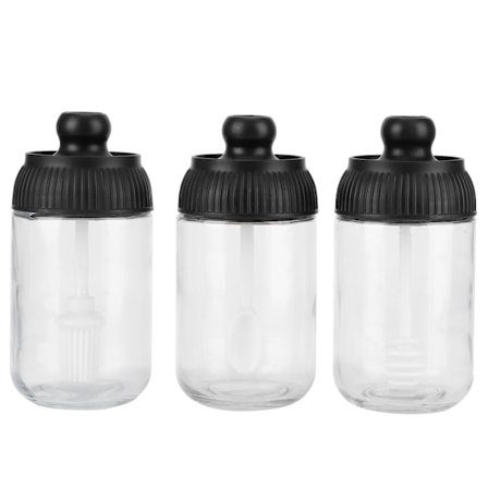 Integreret fugttæt glas krydderiglas med ske til olie salt honning