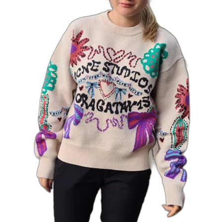 Beige tröja med färgglatt mönster från Acne Studios