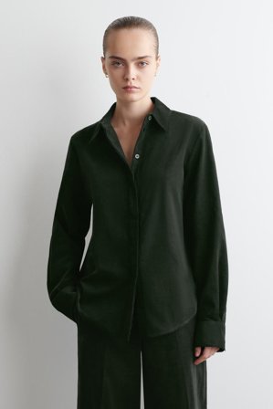COS Women's Corduroy Shirt in Green
