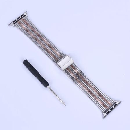 Metallrem för Apple Watch Band 49mm 45mm 41mm 40mm 44mm Rostfritt stål Correa Armband bälte iwatch 42mm series 7 6 SE 8 Ultra AXN-Silver Rose Gold