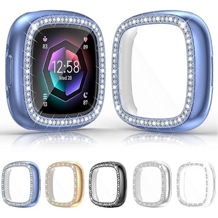 5-pakkaus Näytönsuojakotelo Yhteensopiva Fitbit Versa 4/ Sense 2 kanssa, Pehmeä TPU Puskuri Glitter Timantti Suoja