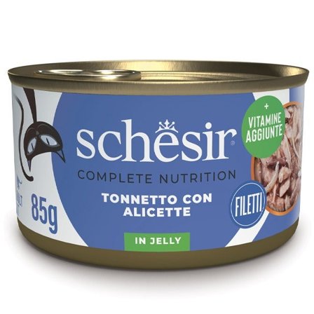 Schesir Tonnetto Con Alicette In Gelatina Cibo Umido Gatto Adulto