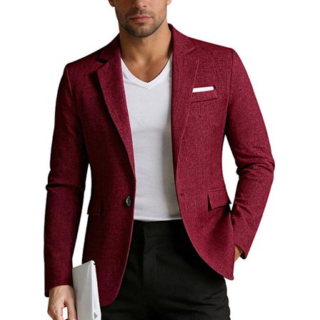 Slim Fit Business Casual Blazers for menn, én knapp, lett dressjakke