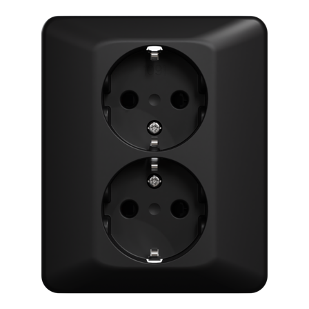 ELKO Dobbel stikkontakt lav innfelt RS16 sort