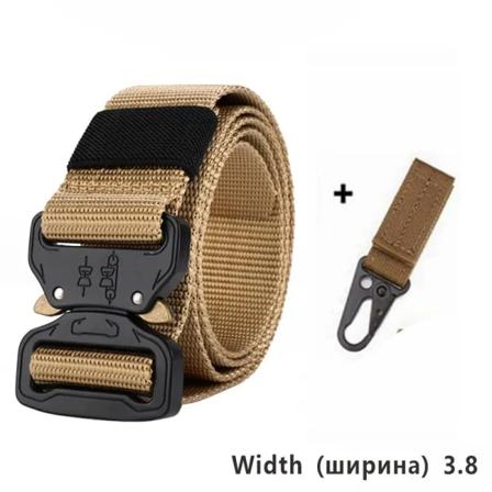 5,0 cm brett armébälte taktiskt militärt nylon midjebälten Quick release Jaktträning Stark metallspänne polis 3.8cm Khaki B 1hook 125cm