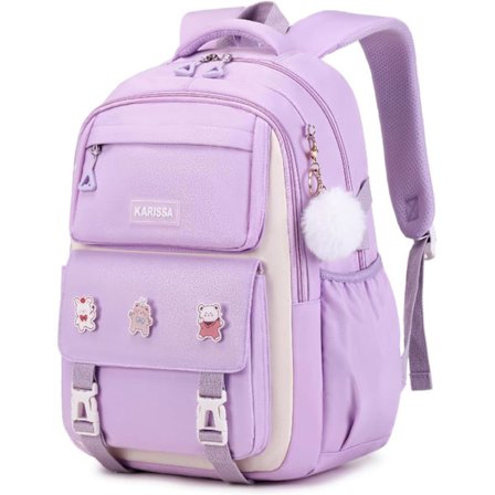 Tyttöjen reppu, lasten reppu tytöille varkaudenestotaskulla, kevyt koululaukku, kirjakassi alakouluun