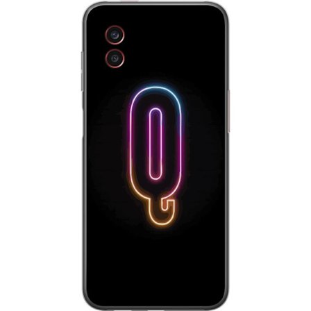 Kompatibelt Mobildeksel til Samsung Samsung Galaxy Xcover6 Pro Minimalistisk neonbokstav Q i skinnende farger mot mørk bakgrunn