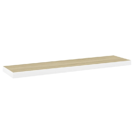 Vidaxl Svävande Vägghylla Ek Och Vit 90x23,5x3,8 Cm Mdf Brun