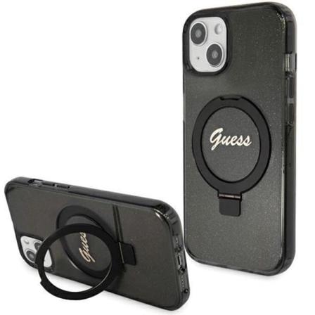 Guess iPhone 15/14 Plus Mobilskal Magsafe Ringställ Script Glitt