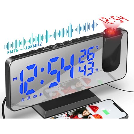 Takmontert projektor, takmontert projeksjonsvekkerradio, med 7.