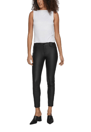 Vila Vicommit Coated Rwsk New Pant Byxor Dam Svart XS