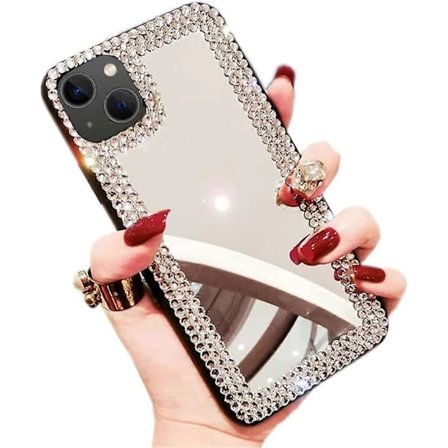 /EA/iPhone 13 Skal 3D Glitter Sparkle Bling Spejl Case Luksuriøs Skinnende Istap Rhinestone Diamant Bumper Transparent Beskyttende Skal Cover til 