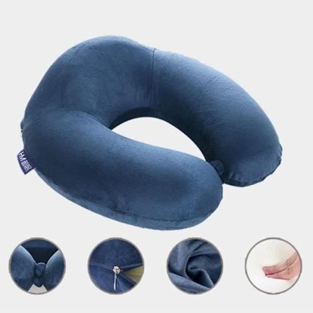 Nakkestøttepude, Rejse nakkepude i memoryskum, rejse nakkepude, bærbar U-formet, marineblå